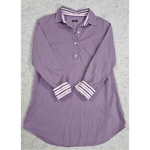 J. McLaughlin Purple Gingham Popover Shirt, 100% Cotton, Womens Sz L